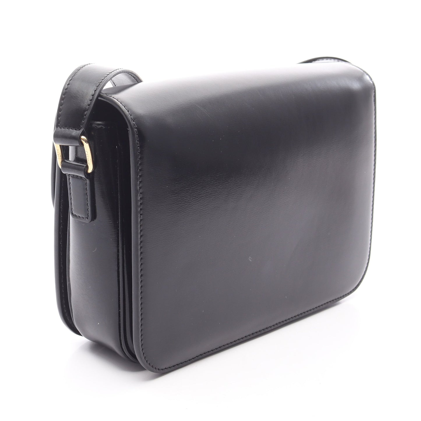 クラシック トリオンフ ミディアム ショルダーバッグ レザー ブラック セリーヌ バッグ CELINE
