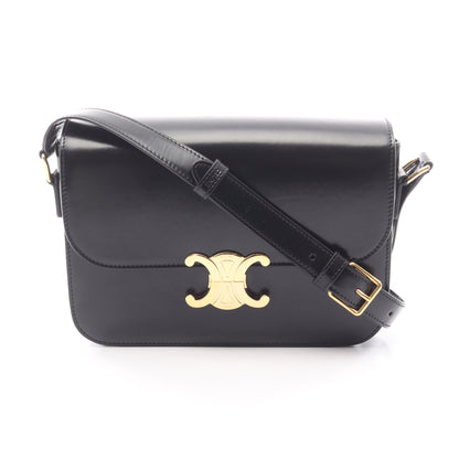 クラシック トリオンフ ミディアム ショルダーバッグ レザー ブラック セリーヌ バッグ CELINE