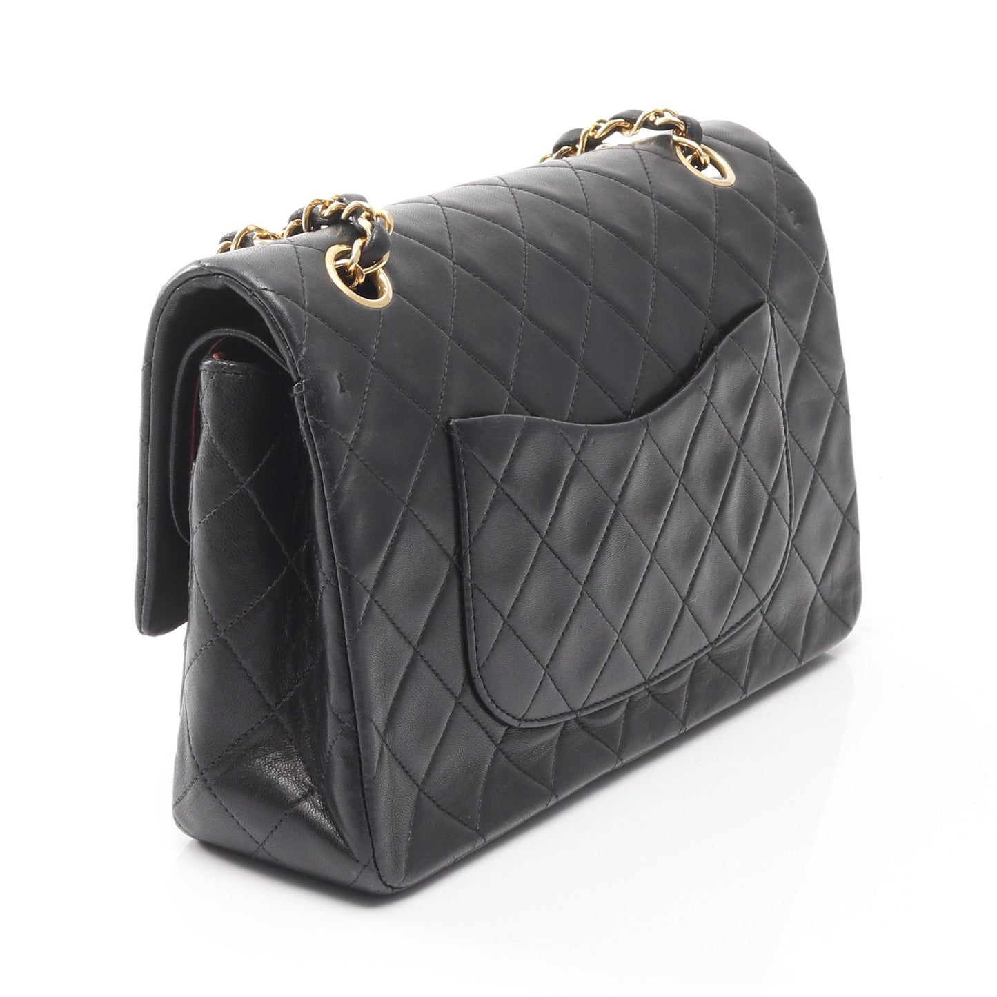 マトラッセ Wフラップ Wチェーンショルダーバッグ ラムスキン ブラック ゴールド金具 シャネル バッグ CHANEL