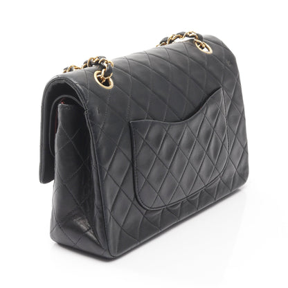マトラッセ Wフラップ Wチェーンショルダーバッグ ラムスキン ブラック ゴールド金具 シャネル バッグ CHANEL