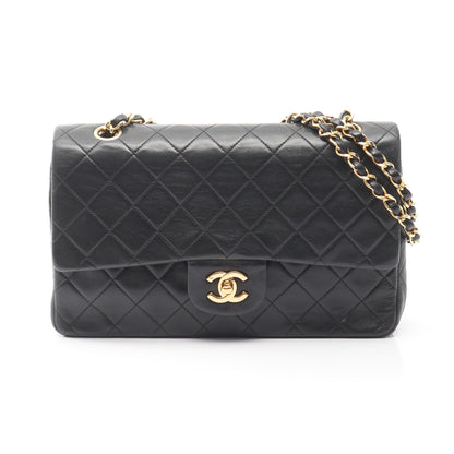 マトラッセ Wフラップ Wチェーンショルダーバッグ ラムスキン ブラック ゴールド金具 シャネル バッグ CHANEL
