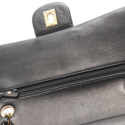マトラッセ Wフラップ Wチェーンショルダーバッグ ラムスキン ブラック ゴールド金具 シャネル バッグ CHANEL