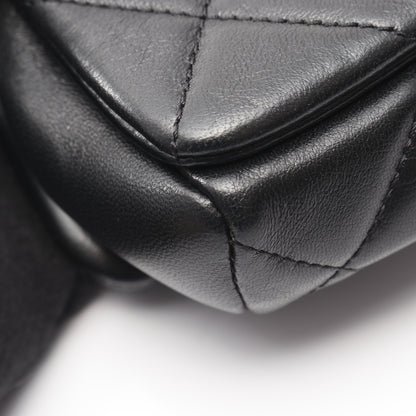 マトラッセ カメリア チェーンショルダーバッグ ロゴメダル ラムスキン ブラック ゴールド金具 シャネル バッグ CHANEL