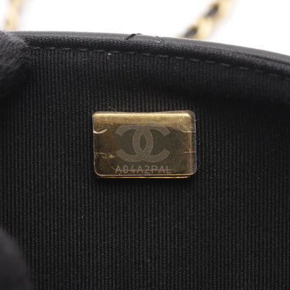 マトラッセ カメリア チェーンショルダーバッグ ロゴメダル ラムスキン ブラック ゴールド金具 シャネル バッグ CHANEL