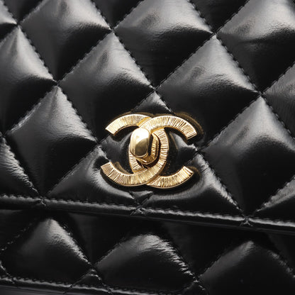 マトラッセ チェーンウォレット レザー ブラック ゴールド金具 シャネル バッグ CHANEL