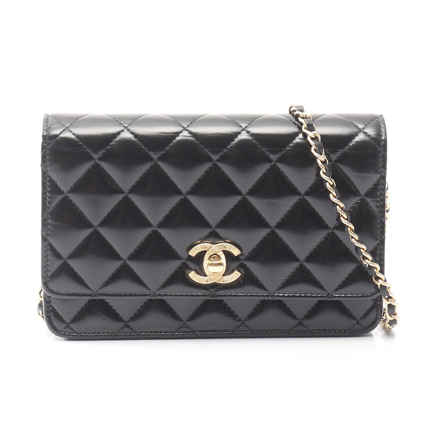 マトラッセ チェーンウォレット レザー ブラック ゴールド金具 シャネル バッグ CHANEL