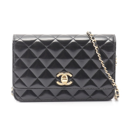 マトラッセ チェーンウォレット レザー ブラック ゴールド金具 シャネル バッグ CHANEL