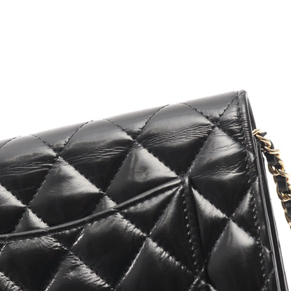 マトラッセ チェーンウォレット レザー ブラック ゴールド金具 シャネル バッグ CHANEL