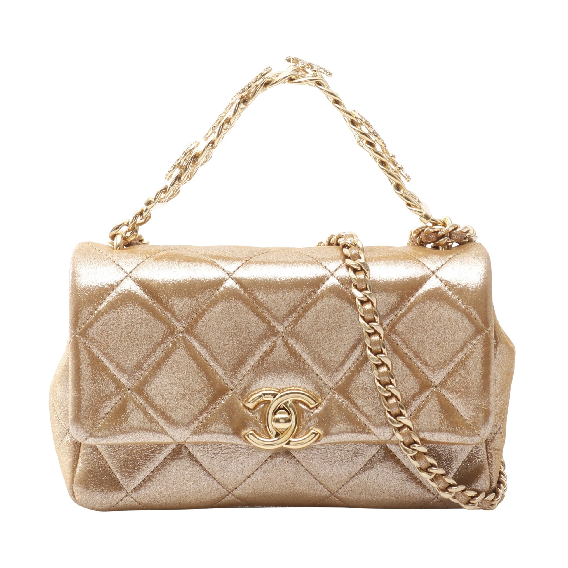 マトラッセ ココマーク チェーンショルダーバッグ ラインストーン レザー ゴールド ゴールド金具 2WAY シャネル バッグ CHANEL