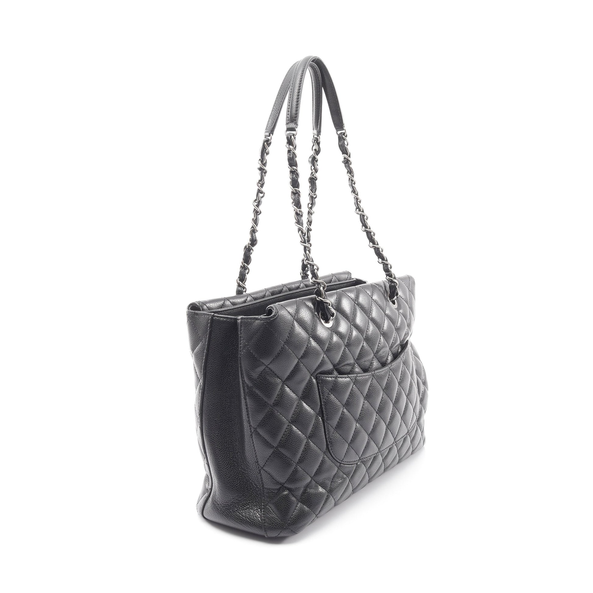 マトラッセ ショルダーバッグ トートバッグ キャビアスキン ブラック アンティークシルバー金具 シャネル バッグ CHANEL