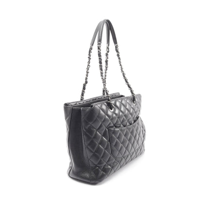 マトラッセ ショルダーバッグ トートバッグ キャビアスキン ブラック アンティークシルバー金具 シャネル バッグ CHANEL