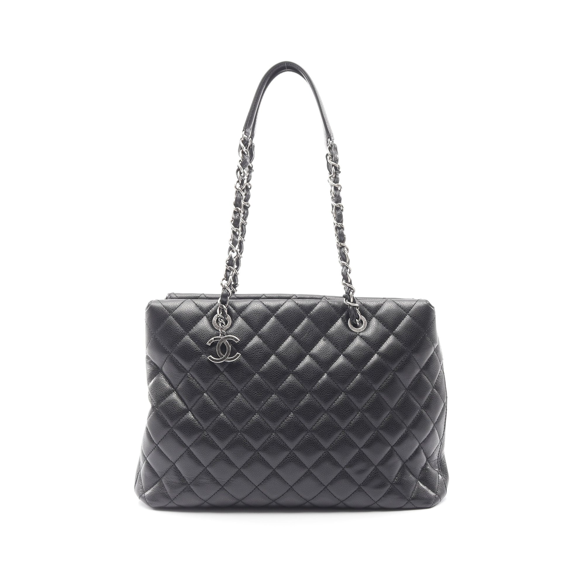 マトラッセ ショルダーバッグ トートバッグ キャビアスキン ブラック アンティークシルバー金具 シャネル バッグ CHANEL