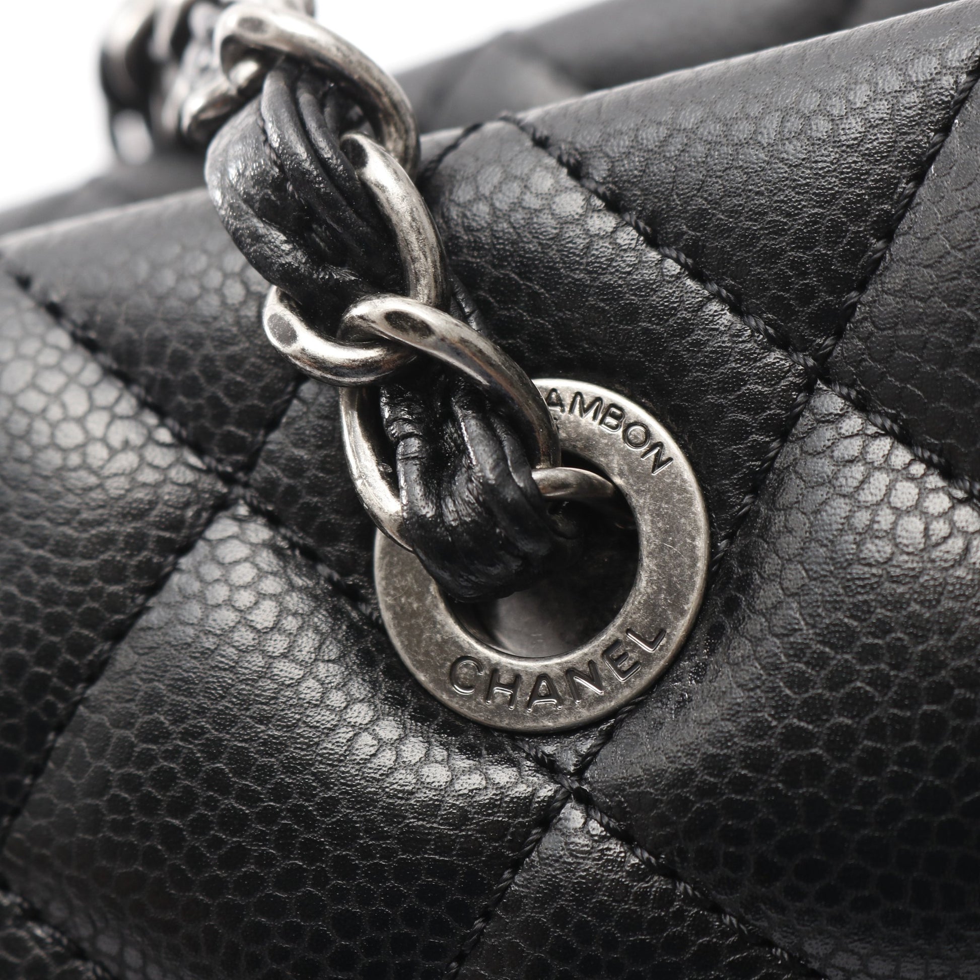 マトラッセ ショルダーバッグ トートバッグ キャビアスキン ブラック アンティークシルバー金具 シャネル バッグ CHANEL
