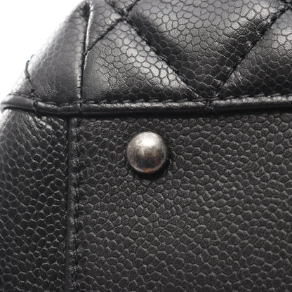 マトラッセ ショルダーバッグ トートバッグ キャビアスキン ブラック アンティークシルバー金具 シャネル バッグ CHANEL