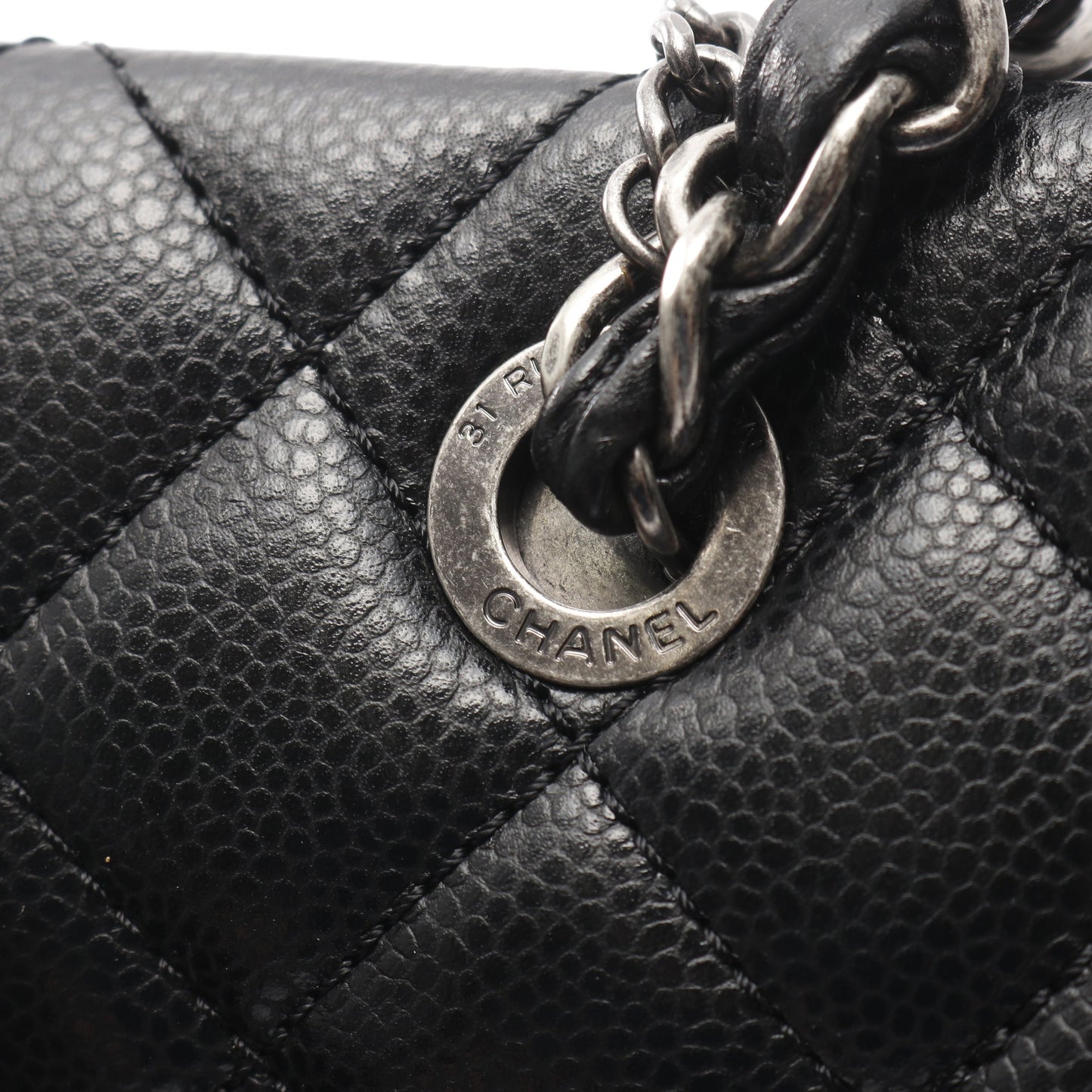 マトラッセ ショルダーバッグ トートバッグ キャビアスキン ブラック アンティークシルバー金具 シャネル バッグ CHANEL