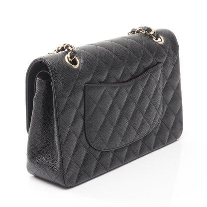 マトラッセ Wフラップ Wチェーンショルダーバッグ キャビアスキン ブラック ゴールド金具 シャネル バッグ CHANEL