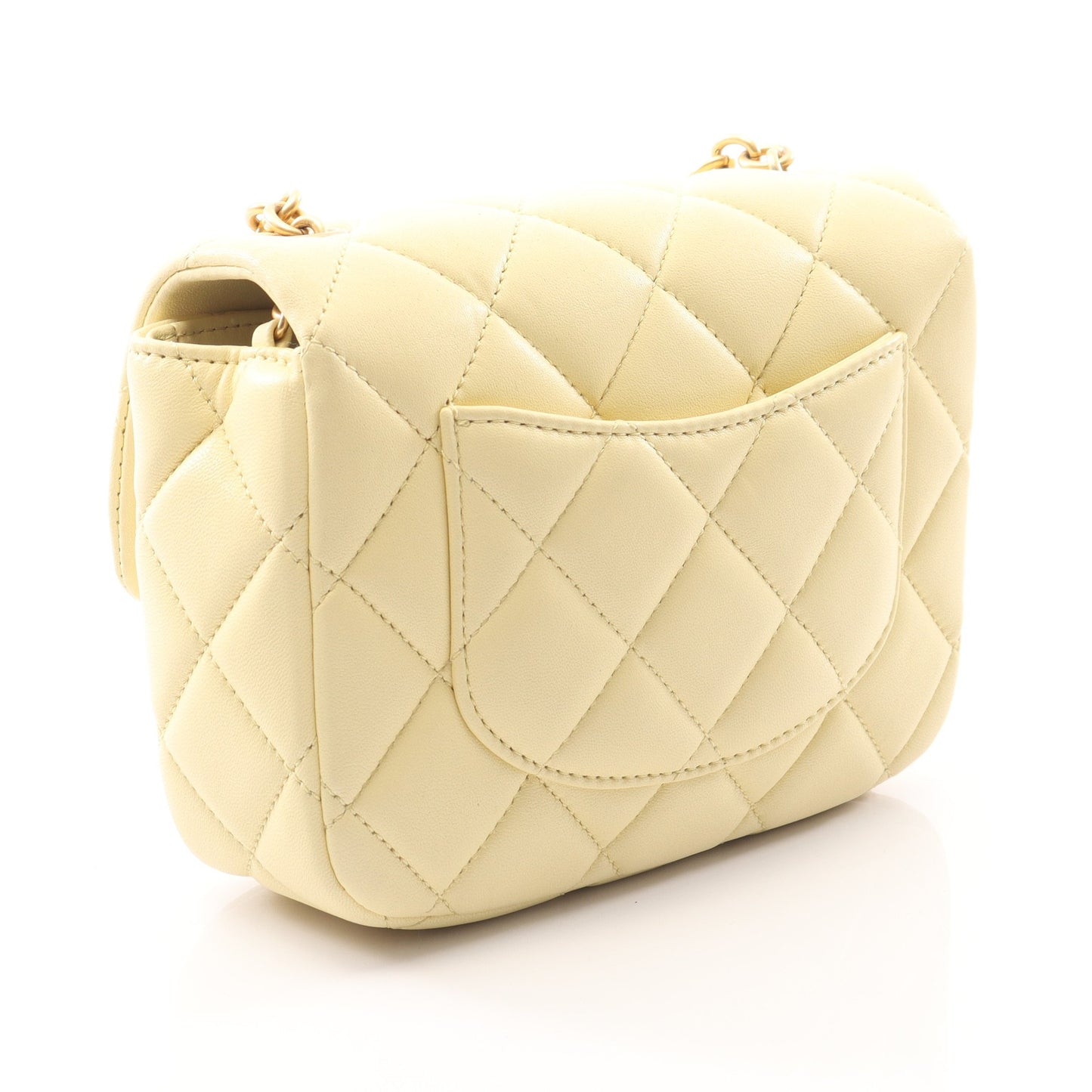 ミニマトラッセ チェーンショルダーバッグ ラムスキン ライトイエロー ゴールド金具 シャネル バッグ CHANEL