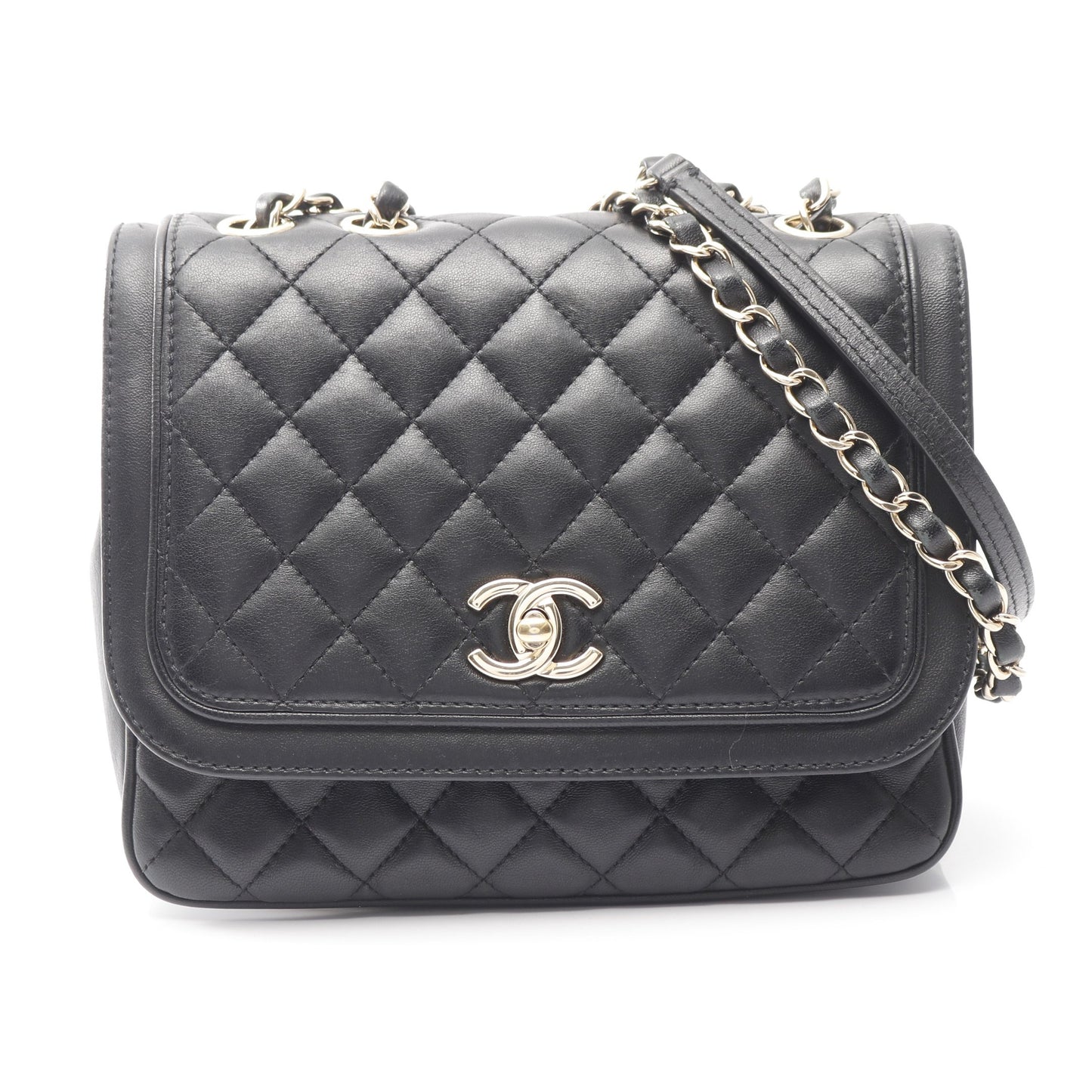 マトラッセ チェーンショルダーバッグ ラムスキン ブラック ゴールド金具 シャネル バッグ CHANEL