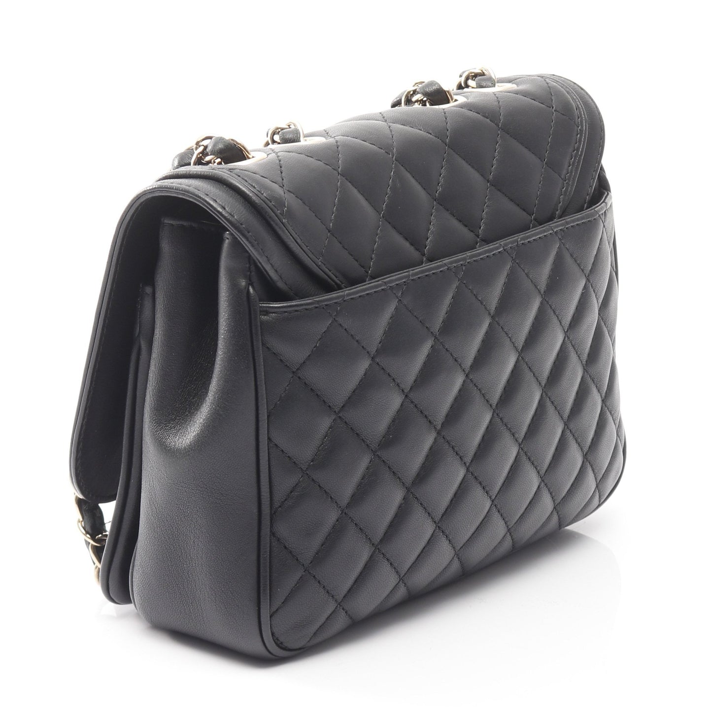 マトラッセ チェーンショルダーバッグ ラムスキン ブラック ゴールド金具 シャネル バッグ CHANEL