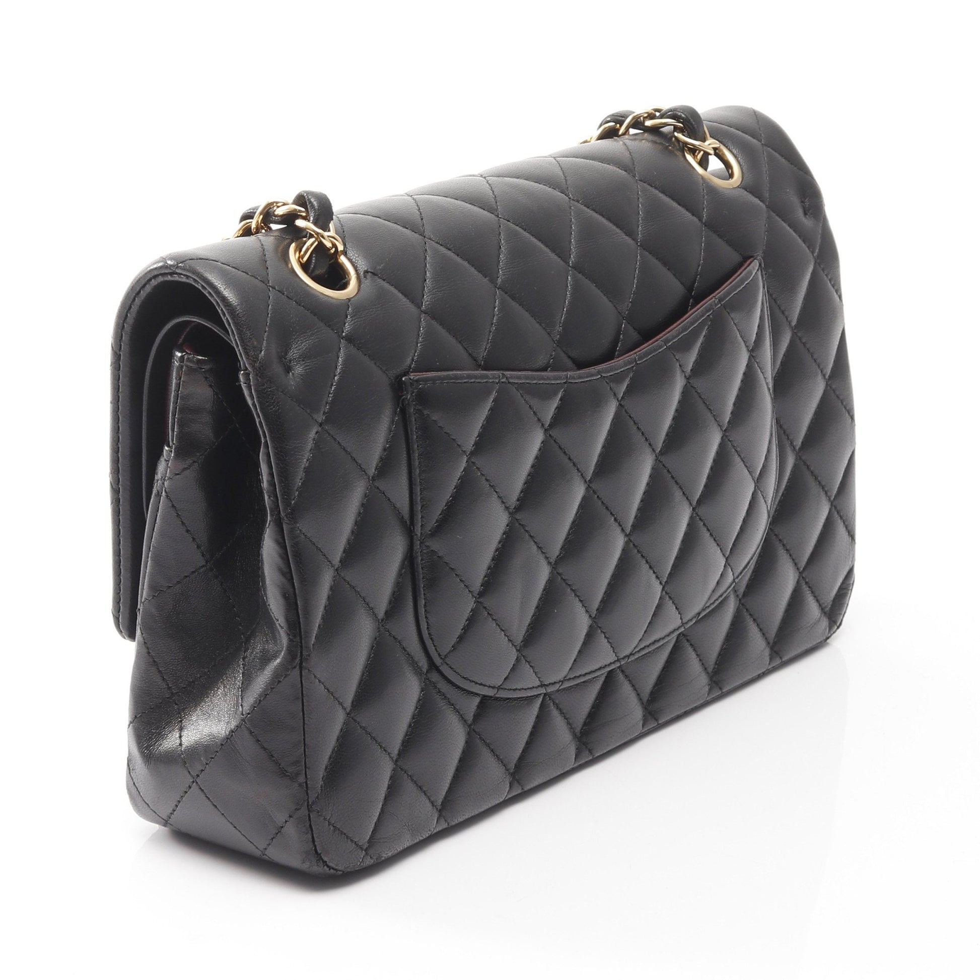 マトラッセ Wフラップ Wチェーンショルダーバッグ ラムスキン ブラック ゴールド金具 シャネル バッグ CHANEL