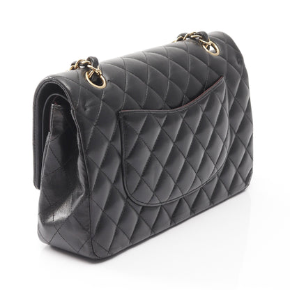 マトラッセ Wフラップ Wチェーンショルダーバッグ ラムスキン ブラック ゴールド金具 シャネル バッグ CHANEL