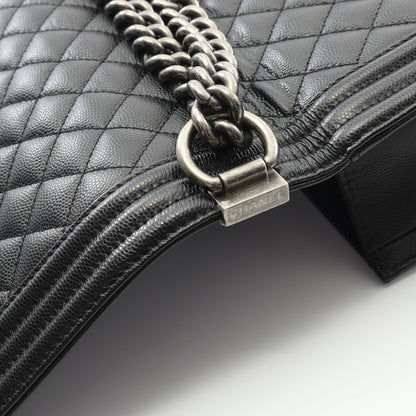 ボーイシャネル チェーンショルダーバッグ キャビアスキン ブラック アンティークシルバー金具 シャネル バッグ CHANEL