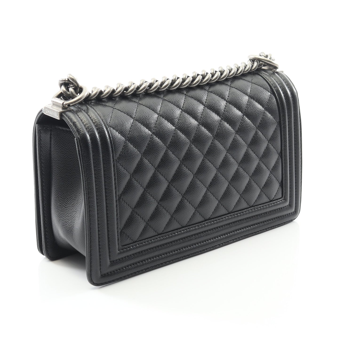 ボーイシャネル チェーンショルダーバッグ キャビアスキン ブラック アンティークシルバー金具 シャネル バッグ CHANEL