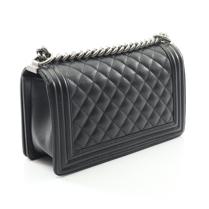 ボーイシャネル チェーンショルダーバッグ キャビアスキン ブラック アンティークシルバー金具 シャネル バッグ CHANEL
