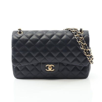 マトラッセ Wフラップ Wチェーンショルダーバッグ ラムスキン ダークネイビー ゴールド金具 シャネル バッグ CHANEL