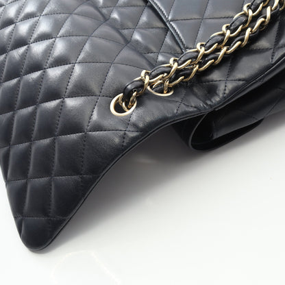 マトラッセ Wフラップ Wチェーンショルダーバッグ ラムスキン ダークネイビー ゴールド金具 シャネル バッグ CHANEL