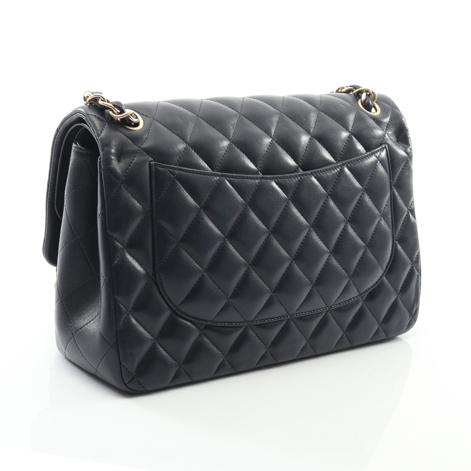 マトラッセ Wフラップ Wチェーンショルダーバッグ ラムスキン ダークネイビー ゴールド金具 シャネル バッグ CHANEL