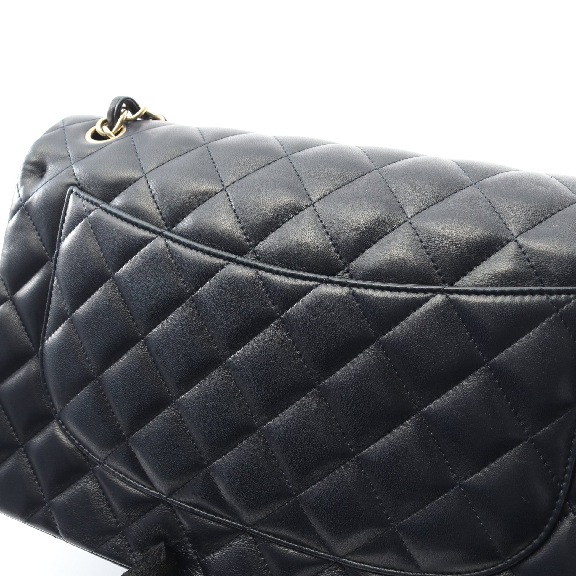 マトラッセ Wフラップ Wチェーンショルダーバッグ ラムスキン ダークネイビー ゴールド金具 シャネル バッグ CHANEL