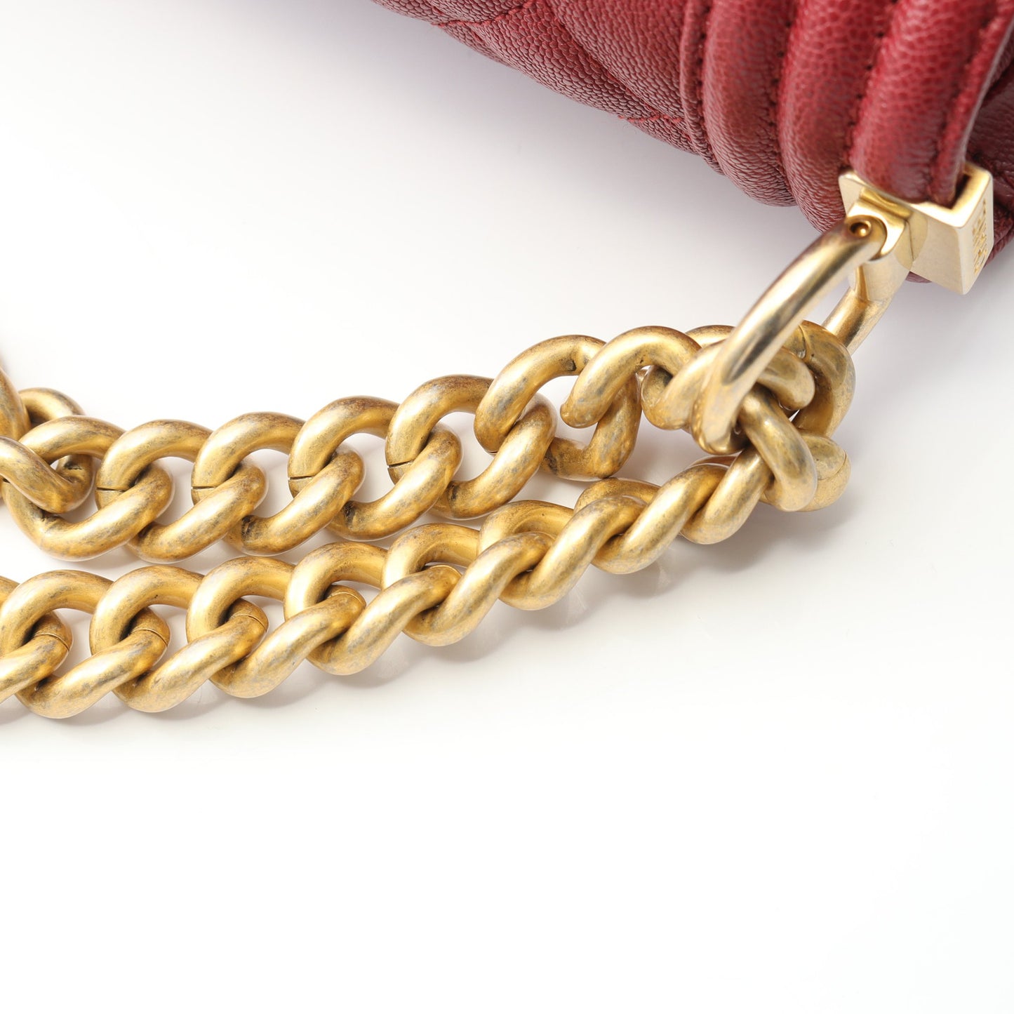 ボーイシャネル スモール チェーンショルダーバッグ キャビアスキン レッド ゴールド金具 シャネル バッグ CHANEL