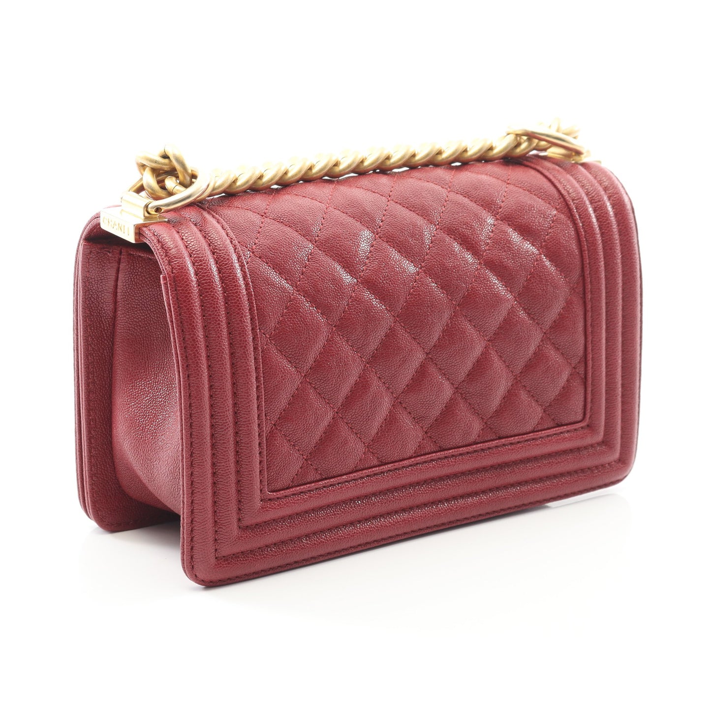 ボーイシャネル スモール チェーンショルダーバッグ キャビアスキン レッド ゴールド金具 シャネル バッグ CHANEL