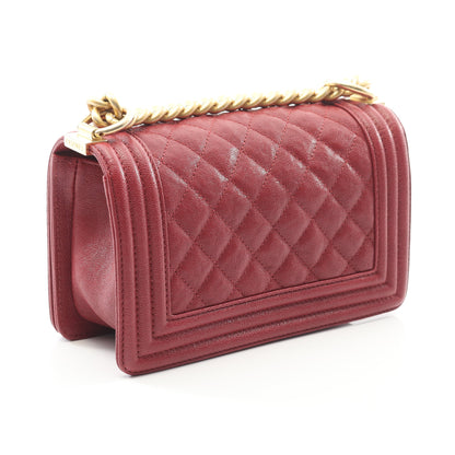 ボーイシャネル スモール チェーンショルダーバッグ キャビアスキン レッド ゴールド金具 シャネル バッグ CHANEL