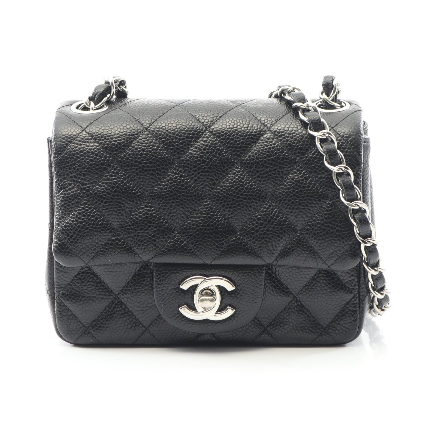 ミニマトラッセ チェーンショルダーバッグ キャビアスキン ブラック シルバー金具 シャネル バッグ CHANEL