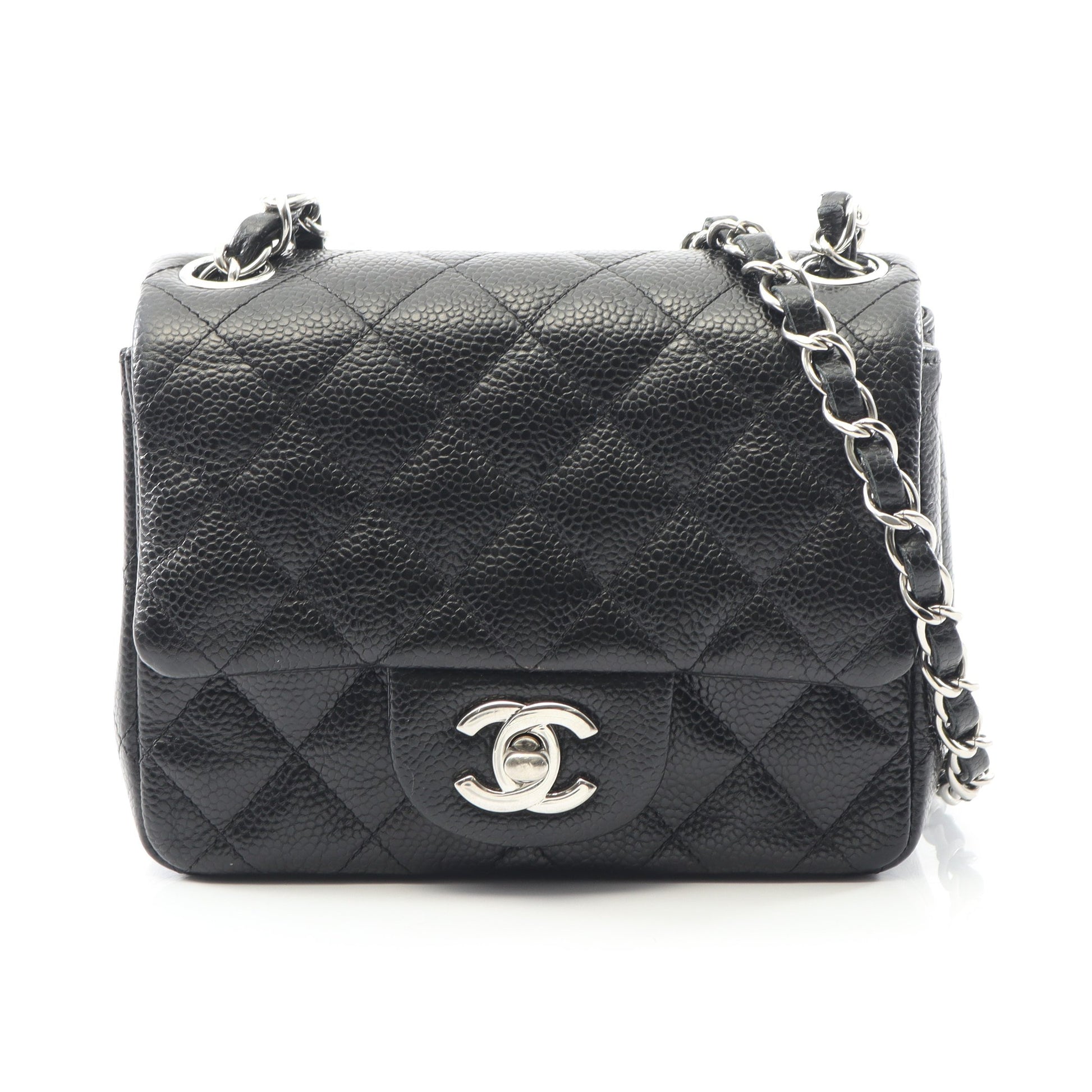 ミニマトラッセ チェーンショルダーバッグ キャビアスキン ブラック シルバー金具 シャネル バッグ CHANEL