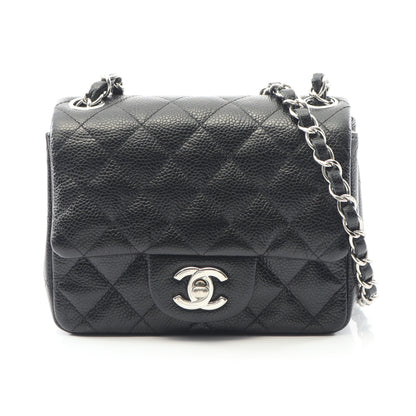 ミニマトラッセ チェーンショルダーバッグ キャビアスキン ブラック シルバー金具 シャネル バッグ CHANEL