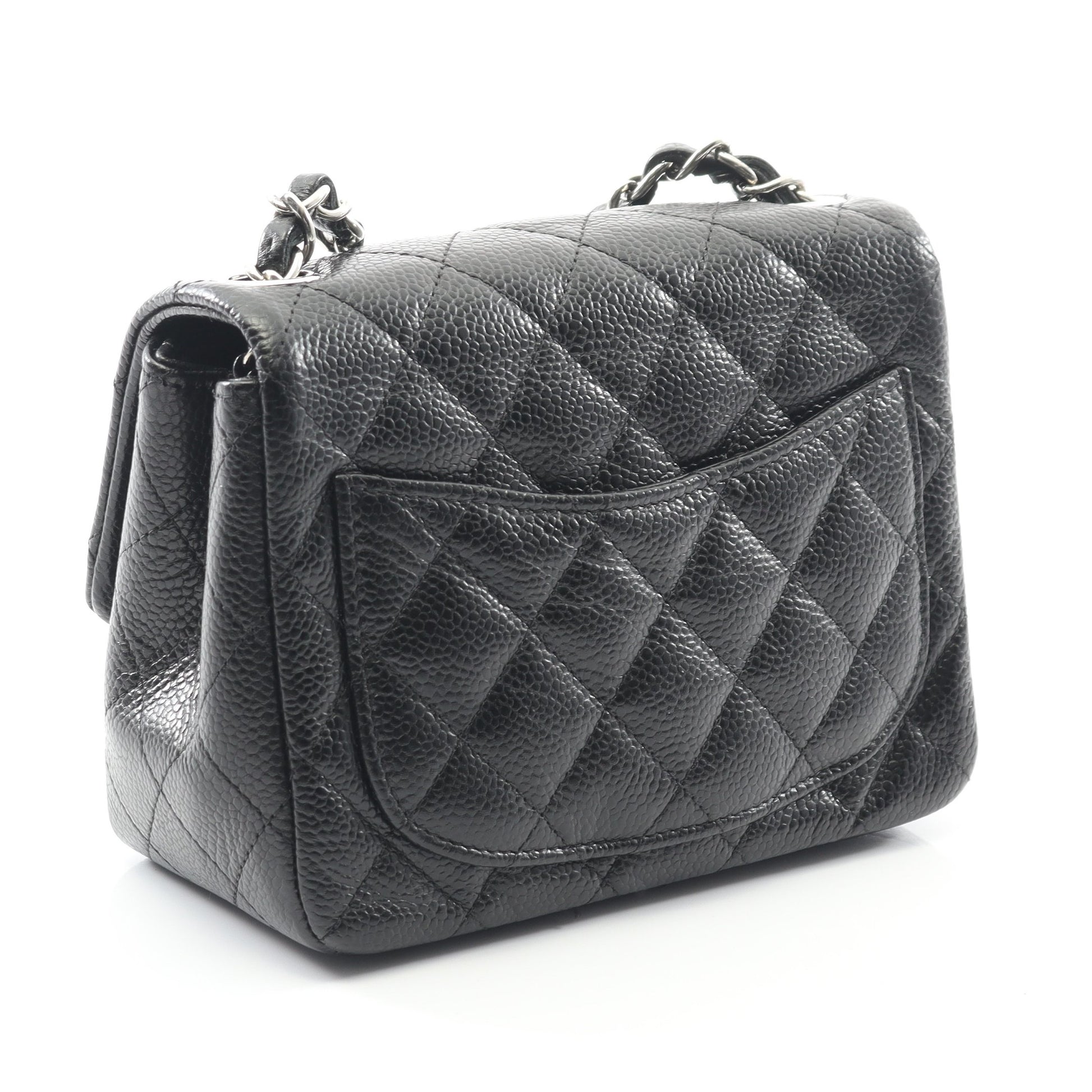 ミニマトラッセ チェーンショルダーバッグ キャビアスキン ブラック シルバー金具 シャネル バッグ CHANEL