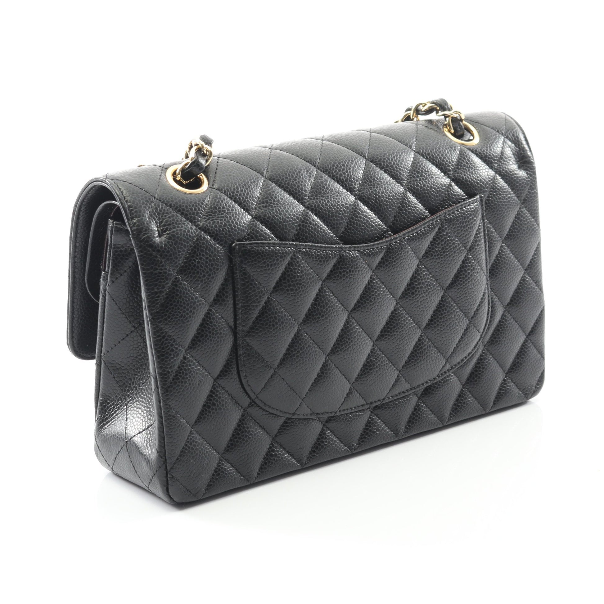 マトラッセ Wフラップ Wチェーンショルダーバッグ キャビアスキン ブラック ゴールド金具 シャネル バッグ CHANEL