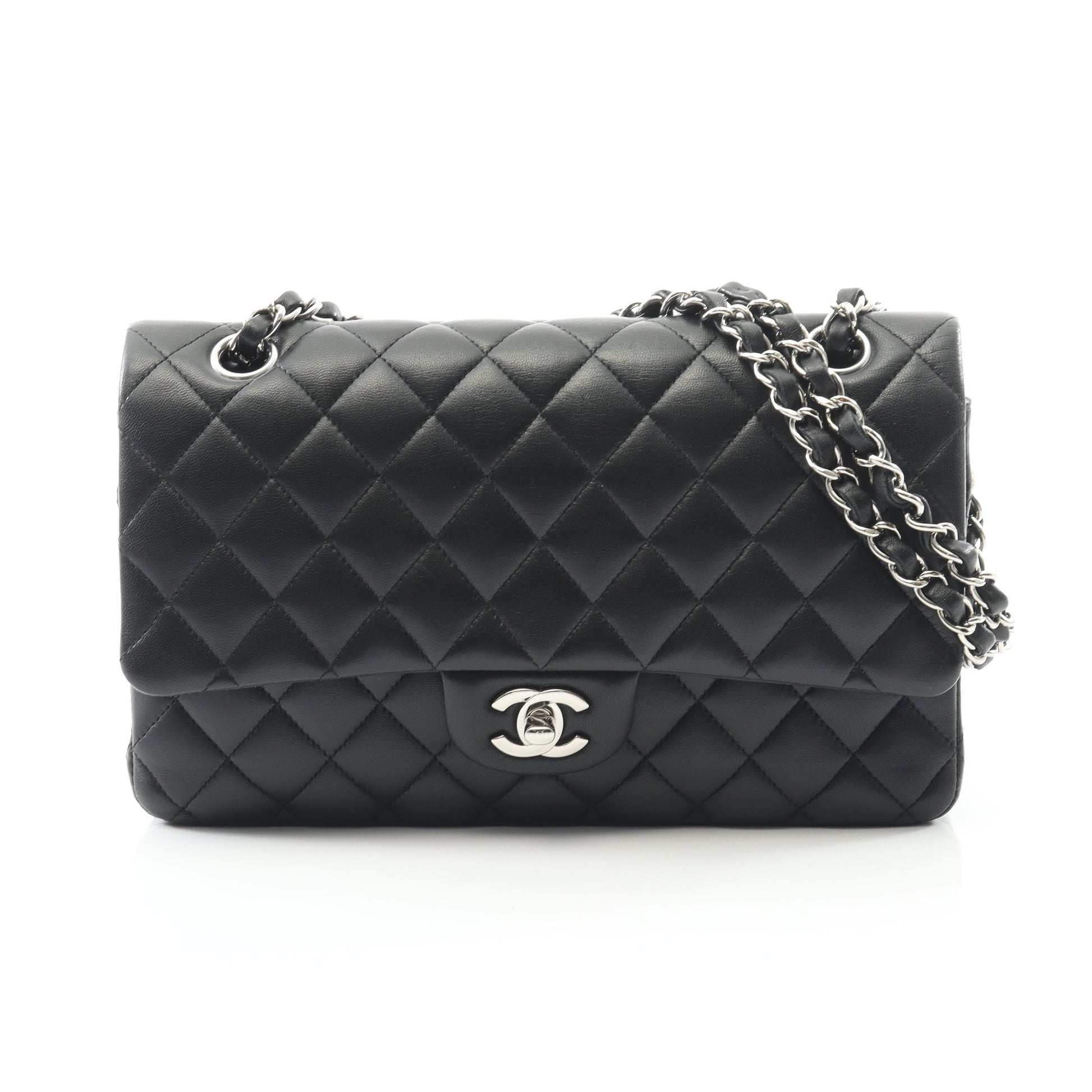 マトラッセ Wフラップ Wチェーンショルダーバッグ ラムスキン ブラック ゴールド金具 シャネル バッグ CHANEL