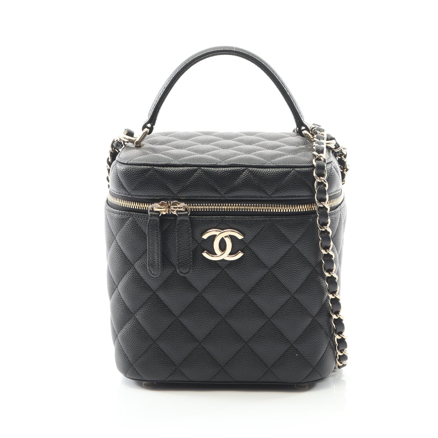 マトラッセ チェーンショルダーバッグ キャビアスキン ブラック ゴールド金具 2WAY シャネル バッグ CHANEL
