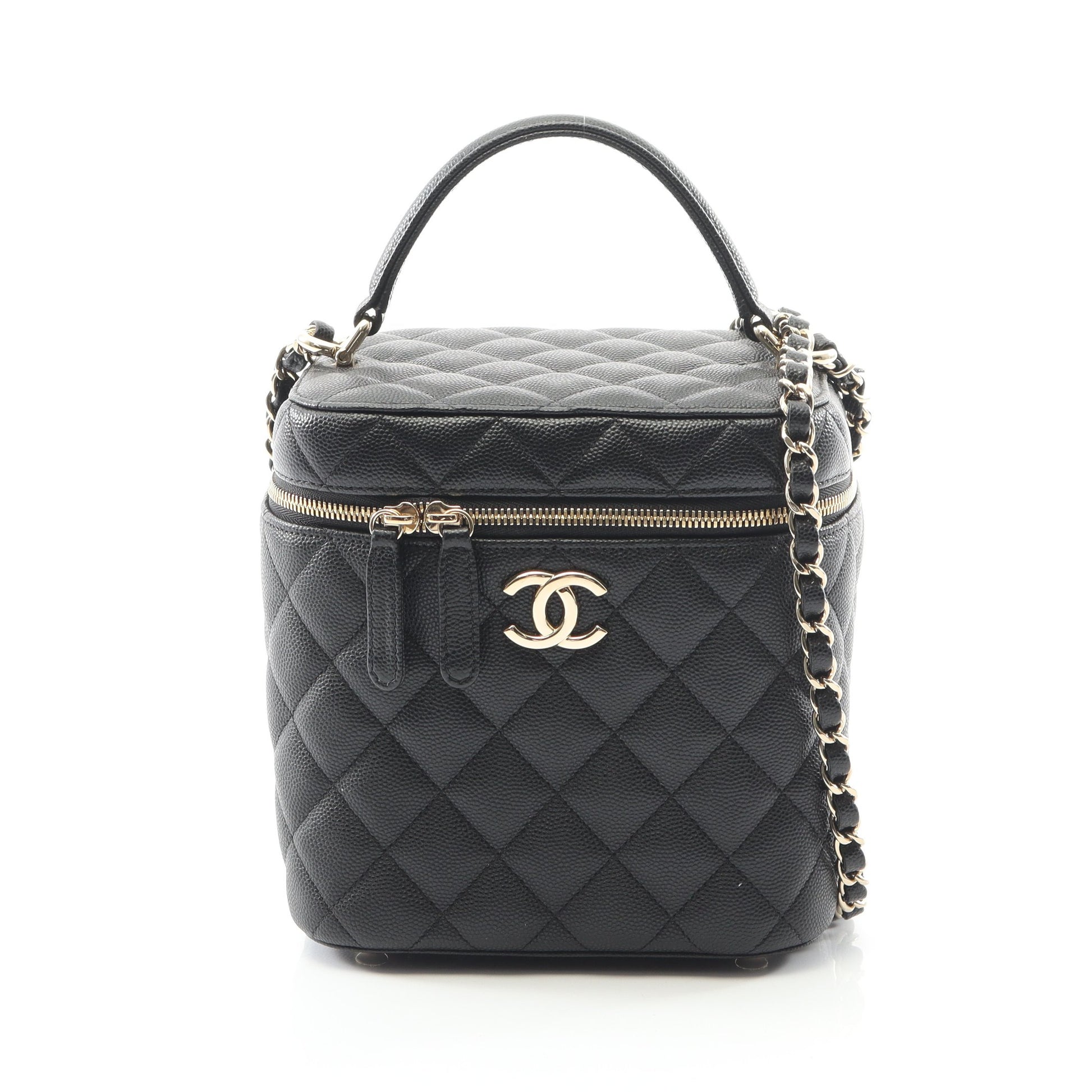 マトラッセ チェーンショルダーバッグ キャビアスキン ブラック ゴールド金具 2WAY シャネル バッグ CHANEL