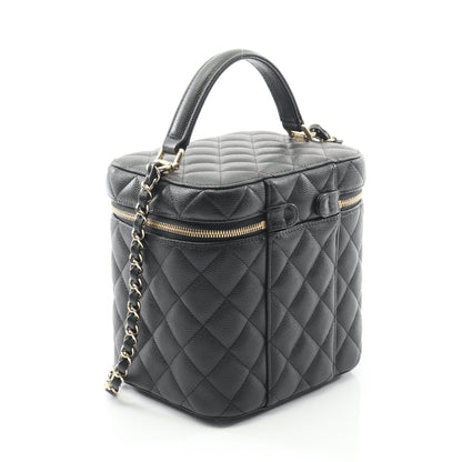 マトラッセ チェーンショルダーバッグ キャビアスキン ブラック ゴールド金具 2WAY シャネル バッグ CHANEL