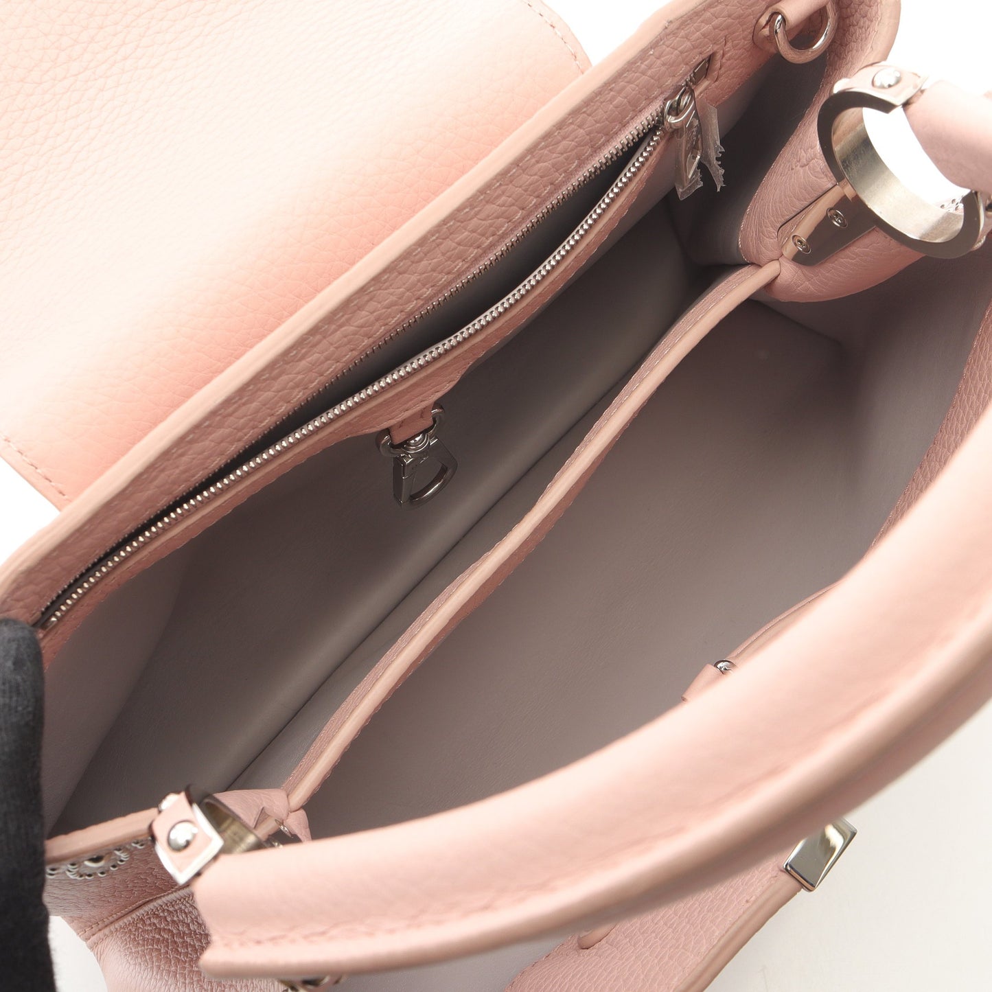 カプシーヌPM ノワール ハンドバッグ トリヨンレザー ライトピンク ホワイト 2WAY スタッズ ルイヴィトン バッグ LOUIS VUITTON