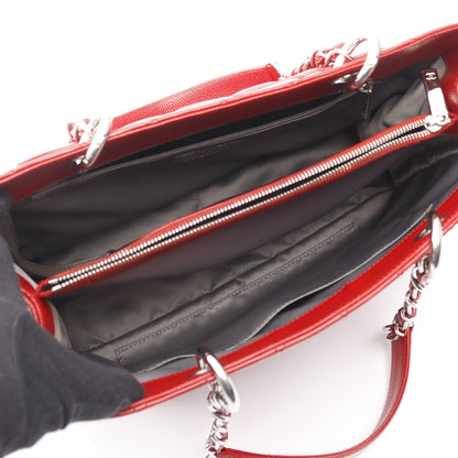 マトラッセ グランドショッピング GST チェーンショルダーバッグ チェーントートバッグ キャビアスキン レッド ゴールド金具 シャネル バッグ CHANEL