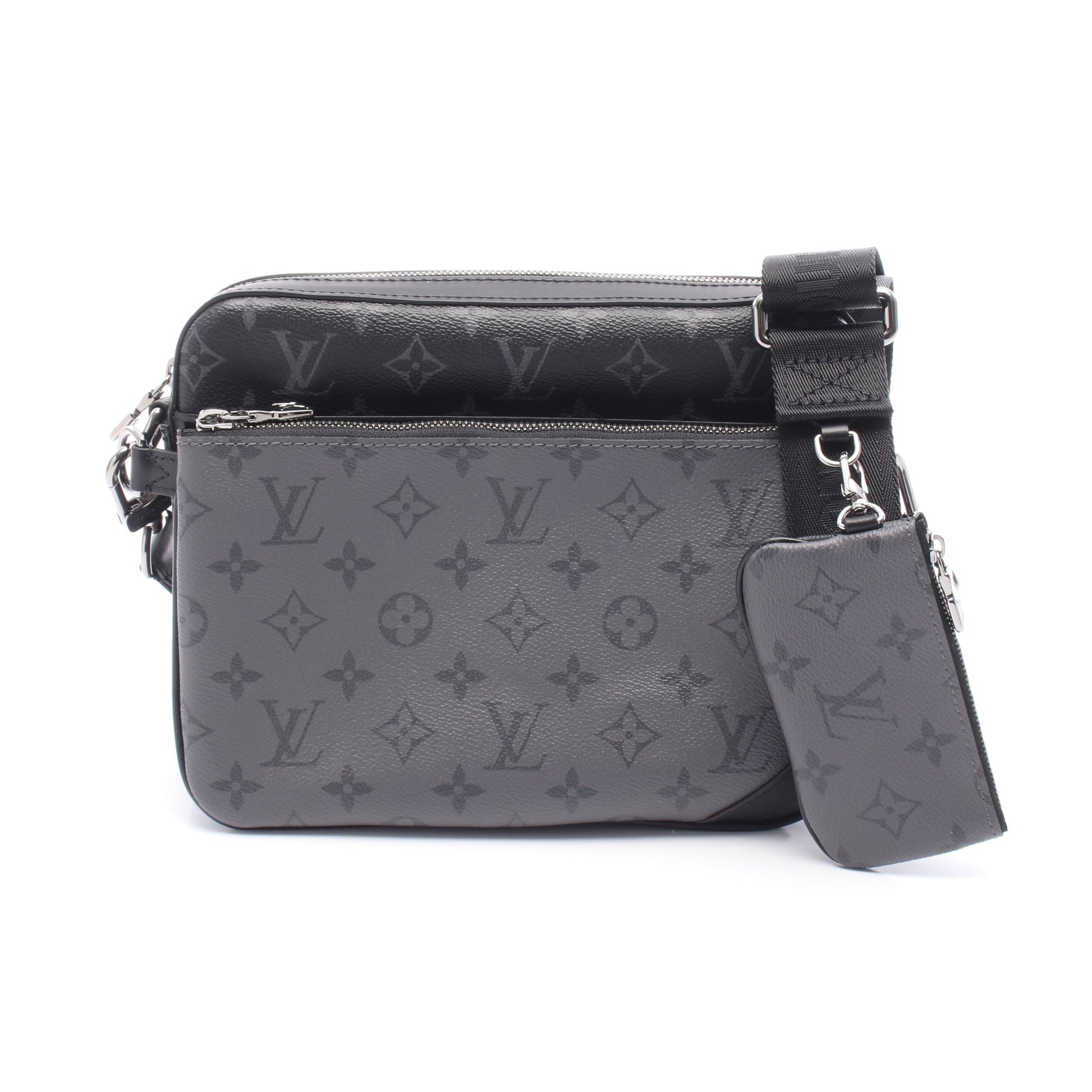トリオ メッセンジャー モノグラム エクリプス ショルダーバッグ PVC レザー ブラック グレー ルイヴィトン バッグ LOUIS VUITTON