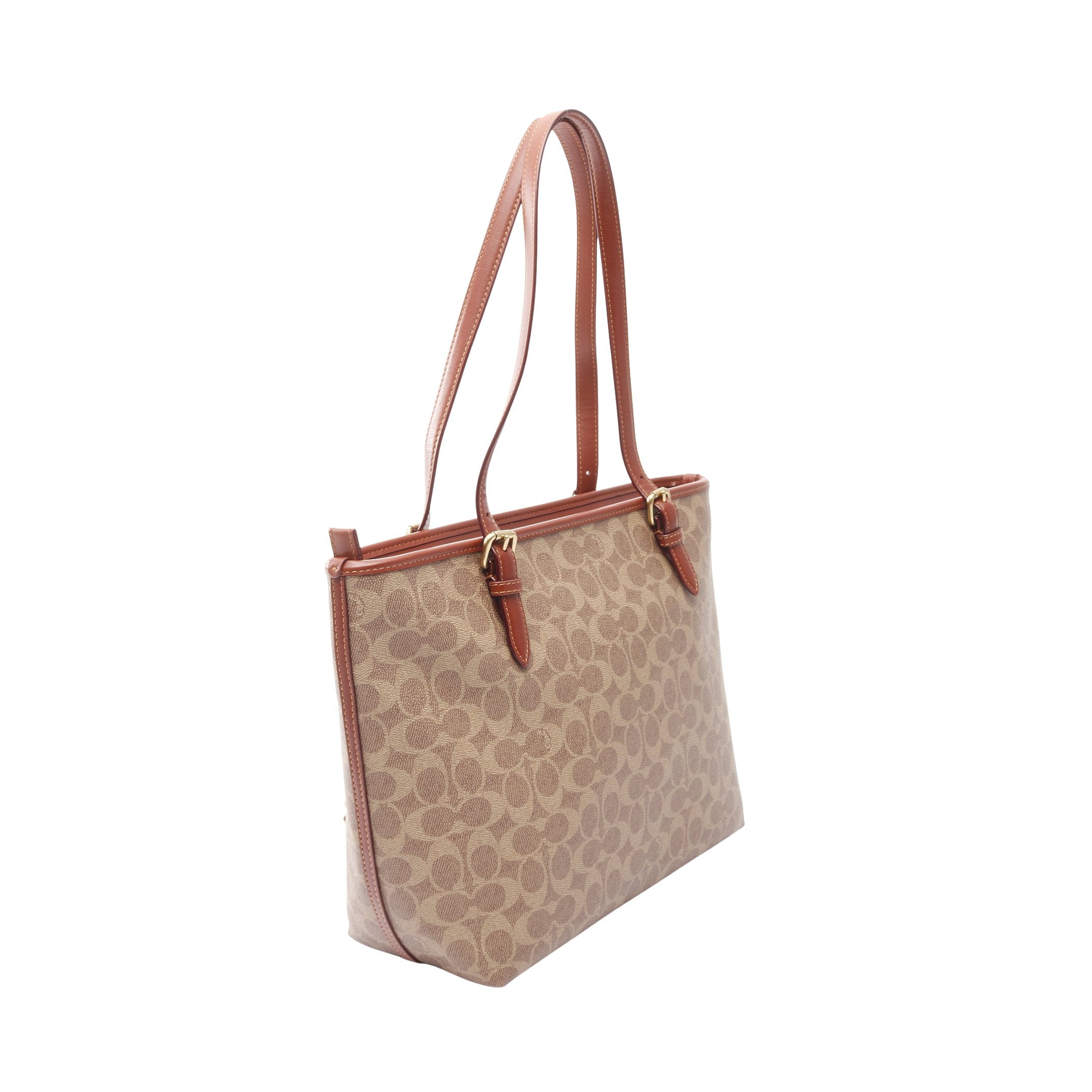 COACH シグネチャー トートバッグ レザー PVC ブラウン ベージュ COACH