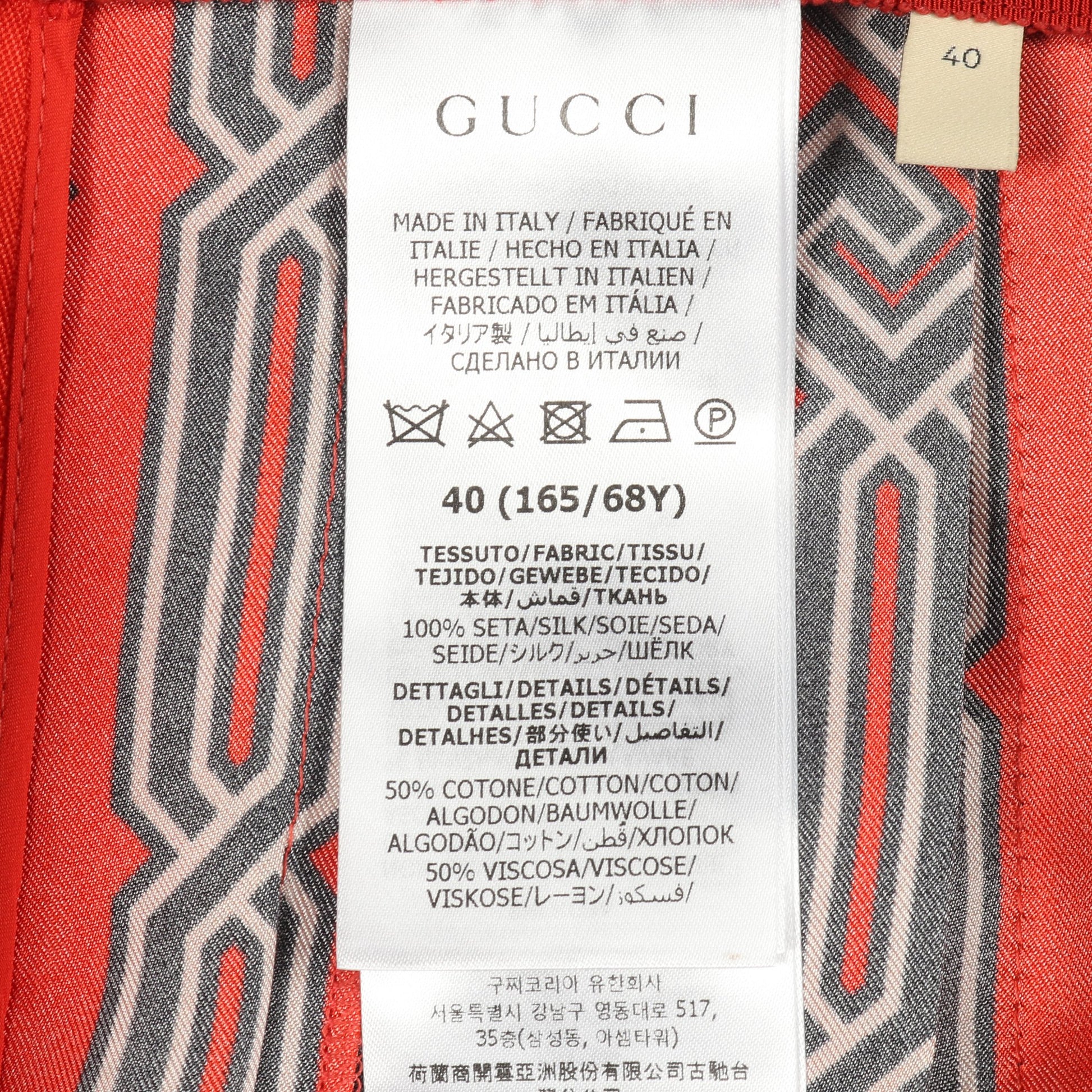 プリーツ スカート 総柄 シルク コットン オレンジレッド ブラック グッチ ボトムス GUCCI