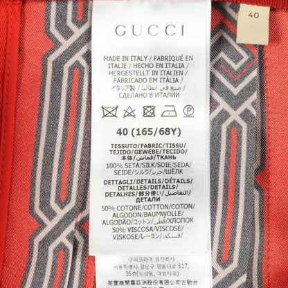 プリーツ スカート 総柄 シルク コットン オレンジレッド ブラック グッチ ボトムス GUCCI